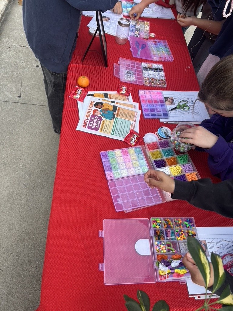 Colorful craft materials set out for a hands-on activity.