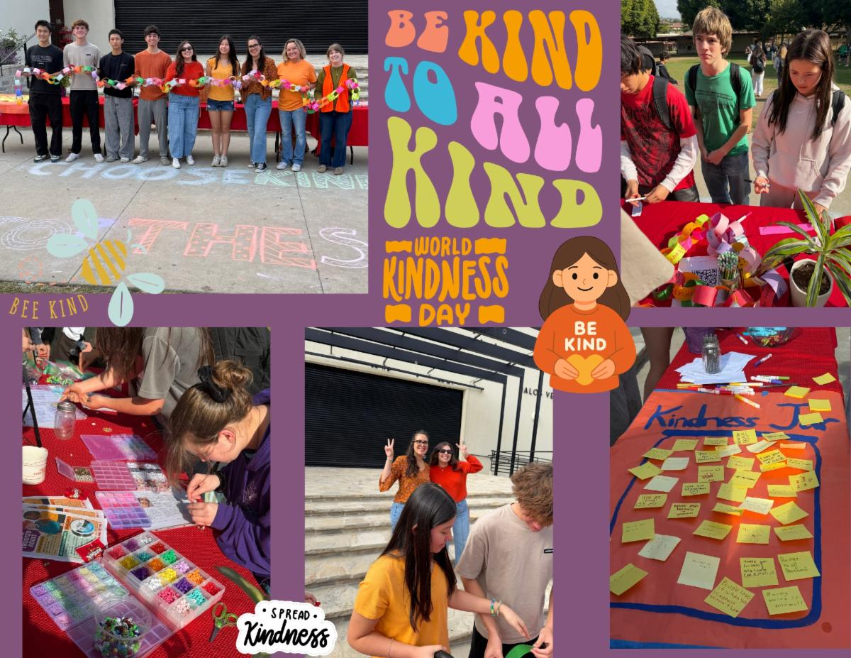 District newspaper collage showing the STS team, friendship bracelets, kindness chains, and encouraging notes.